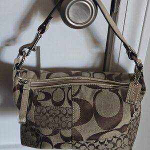 Coach Brown Signature Jacquard Shoulder Bag
